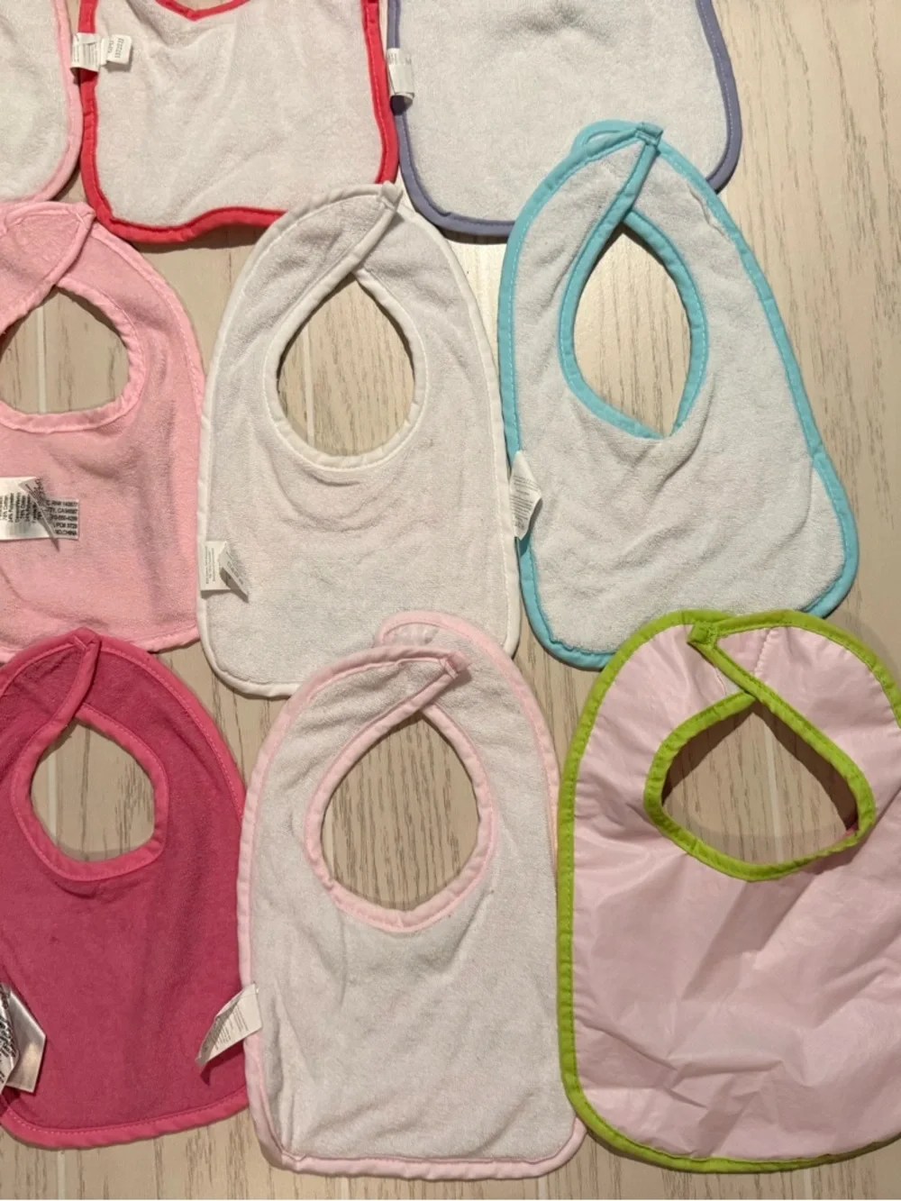 Baby Girl Bib Bundle 14 Pc Pink‎ Cute Sayings Cotton Terry Mixed Brands EUC
